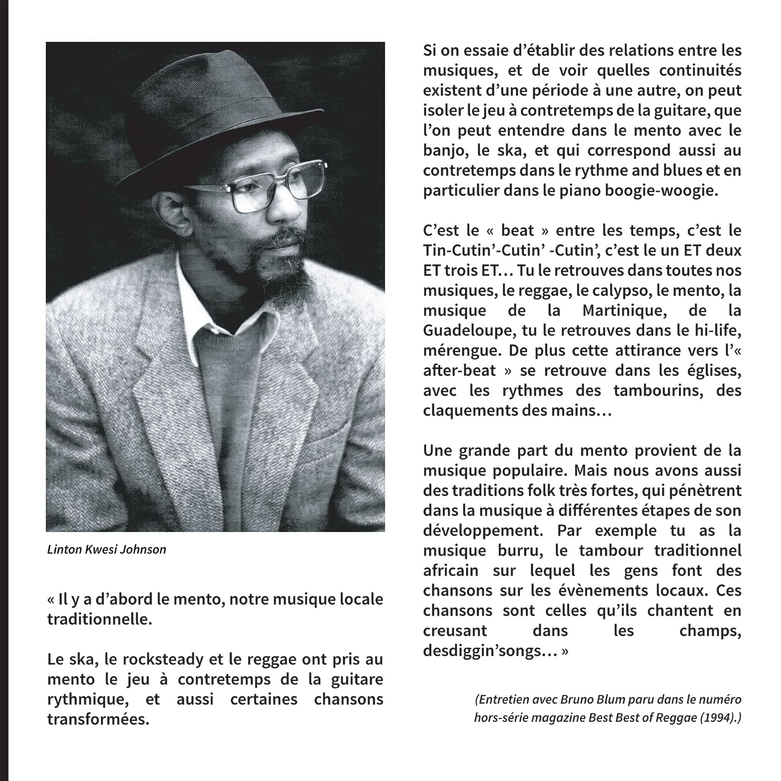 citation sur l'interpretation de la musique reggae