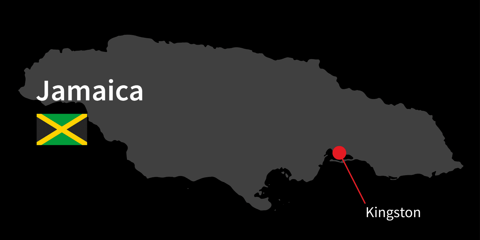 Carte de la Jamaïque avec Kingstown la capitale, représentée